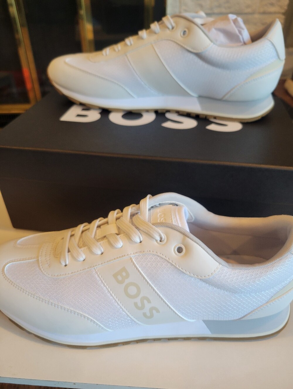NWT Mens Hugo Boss Parkour Running Sneakers Size 12 Us / 11 Uk Natural